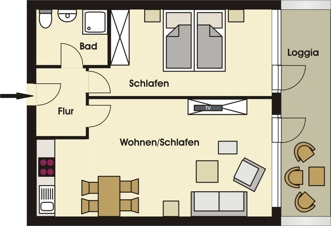 Ferienwohnung in Scharbeutz - Haus Meeresstrand - App. 313 - Grundriss